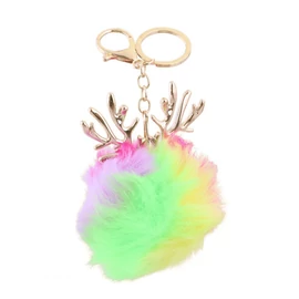Szarvasagancs kulcstartó színes pomponnal BRL187
