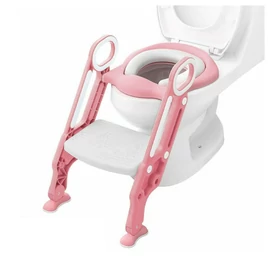 Gyermek WC-ülőke, lépcsős kialakítás - rózsaszín fehér holm4040