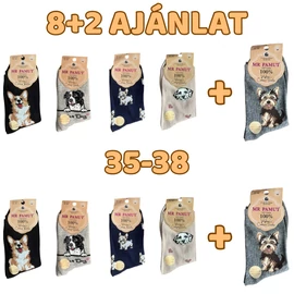 8+2 Női kutyás zokni 35-38 WP2226-1