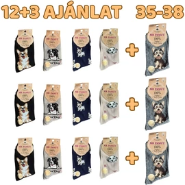 12+3 Női kutyás zokni 35-38 WP2226-2