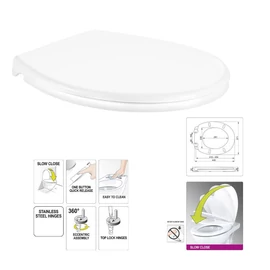 WC-ülőke polipropilénből — soft-close (lassú záródás), click-clack TO-75465