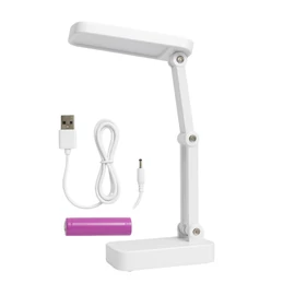 Összecsukható LED asztali lámpa USB kábellel és akkumulátorral – fehér DB-1916