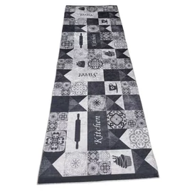 Konyhai Szőnyeg Fekete-fehér csempe mintával 60x180cm
