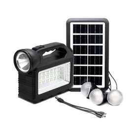 Napelem készlet – Multifunkciós LED zseblámpa napelemmel, 3 izzóval, power bank GD-101