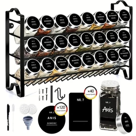 Függőleges fűszertartó fűszertartó üvegekkel, 3 szintes JQ338905