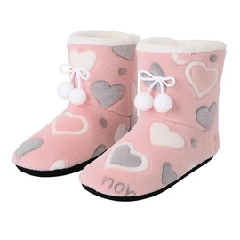 Anzxy puha szív mintás, masnis téli papucs (Rózsaszín) TC362013R