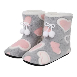 Anzxy puha szív mintás, masnis téli papucs (Szürke) TC362013S