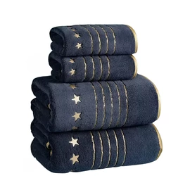 Luxus 4 darabos törölköző készlet – ultra puha, gyorsan száradó csillagmintás (sötétszürke/bézs) UU5859896S