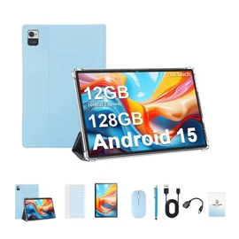 CRELANDER CR 10.1" Android 15 Tablet – Kék tok, billentyűzet, egér és toll szettel PR6580737K