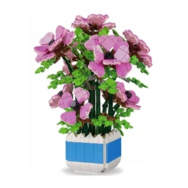 1112 db-os Virágkocka Építőjáték – Rózsaszín "Actiniaria" Csokor Vázával 297482