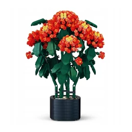 11814 db-os Virágkocka Építőjáték – "Lantana Camara" Piros-Narancs Virág Cserépben 297491