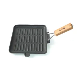 Perfect Home Öntöttvas Grill Serpenyő (21,5 cm) – Szögletes, Fa Fogantyúval 10376