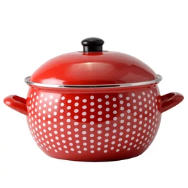 Perfect Home Piros Pöttyös Zománcozott lábas 24cm+fedő 15615