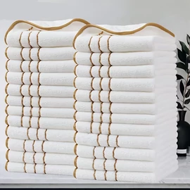 24 részes arany csíkos 35x35cm  törölköző szett fehér RB6623627-F