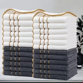 24 részes arany csíkos 35x35cm  törölköző szett fehér-szürke RB6623627-FSZ