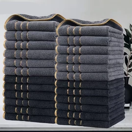 24 részes arany csíkos 35x35cm  törölköző szett szürke-sötétszürke RB6623627-SZSZ