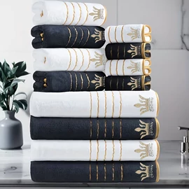 12 részes Crown törölköző szett sötétszürke-fehér RP8527676-SSZF