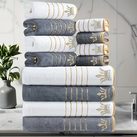 12 részes Crown törölköző szett szürke-fehér RP8527676-SZF