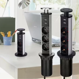 Beépíthető / kihúzható konnektor konyhapultra ezüst UD5588106