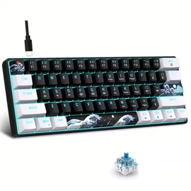 HXSJ 60% mechanikus billentyűzet fekete-fehér kék switchel LW132712