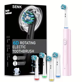 Senk-210 Smart forgó elektromos rózsaszín fogkefe ajándék  4 fej XC2282281-4FR