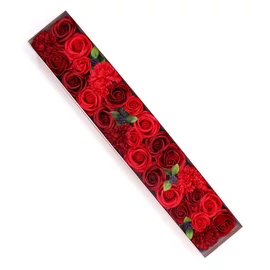 Extra hosszú díszdoboz klasszikus vörös szappanrózsákkal SFBX-27