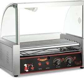 Professzionális Hot Dog Sütőgép Üvegborítással (7 Görgős) holm0754