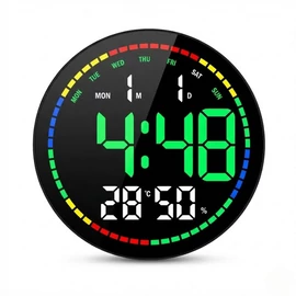 Modern Kerek LED Digitális Falióra Távirányítóval KL25-299