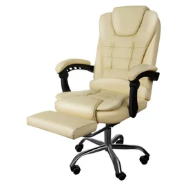 Prémium Krémszínű Irodaszék – Kihúzható Lábtartóval és Relax Funkcióval 23287