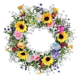 Napraforgós Mezei Virágkoszorú – Színes Tavaszi Ajtódísz (45 cm) RC1861105