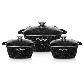 Cheffinger 6 részes márványbevonatos szögletes lábas készlet CF-SQC01