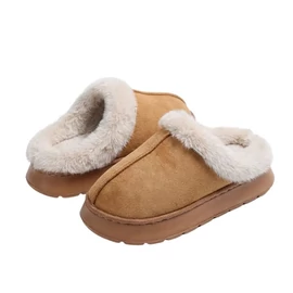 Divatos Plüss Bélelt Női Papucs Khaki  – Vastag EVA Talppal XV3628746-2