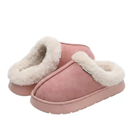 Divatos Plüss Bélelt Női Papucs Rózsaszín  – Vastag EVA Talppal XV3628746-3