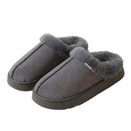 Divatos Plüss Bélelt Női Papucs Szürke  – Vastag EVA Talppal XV3628746-4