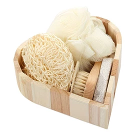 Kockás Fa Szív Alakú Fürdő Ajándékszett - 5 Részes Wellness Csomag PL92758-1