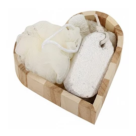 Naturális Wellness Fürdőkészlet Szív Alakú Kockás Fadobozban PL92758-2