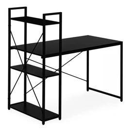 Modern Íróasztal Beépített Polcrendszerrel 120x60 cm - Teljesen Fekete STL24CZ