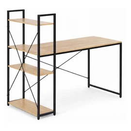 Modern Íróasztal Beépített Polcrendszerrel 120x60 cm - Világos Barna/Fekete STL24JBR