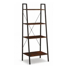 Modern 4 Szintes Létrás Könyvespolc és Virágtartó 147cm - Sötét Dió/Fekete SZ51BR