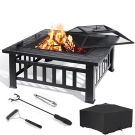 Elegáns Kültéri Tűzrakó és Grill Szett Szikrafogóval (81 x 81 cm) GT5641226