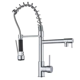 Professzionális Konyhai Csaptelep Rugós Kihúzható Fejjel és Két Kifolyóval YM2364533