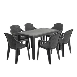 Anadolu 3D Rattan Kerti Garnitúra – 6 Karosszék + 1 Étkezőasztal PVC-RAT-09