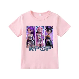 K-POP Idol Trió – Nyári Lányka Póló "K-Pop Elemekkel" Nyomattal TP12511082