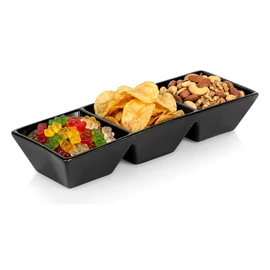 Háromrészes fekete kerámia uzsonnástál 29 cm 139459