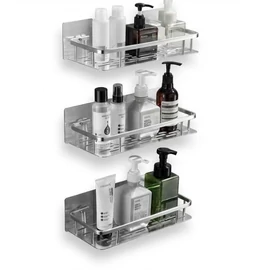 3 részes alumínium fürdőszobai polc szett - fúrás nélkül holm8712