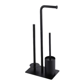 Fekete álló WC-papír- és WC-kefe-tartó – rozsdamentes acél holm8721