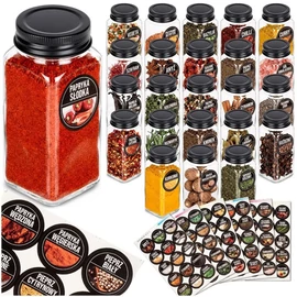 24 darabos Üveg Fűszertartó Készlet – Elegáns rendszerezés 90 matricával 229268
