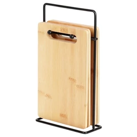 Vilde Bambusz Vágódeszka Szett – 4 db deszka modern fém állványon 259441