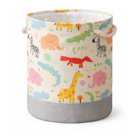 Állatfigurás Játéktároló és Szennyeskosár – Színes szafari mintás rendszerező OR113