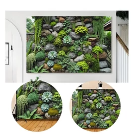 2D fotóháttér zöld növényfal mintás  152x92cm WU6416621